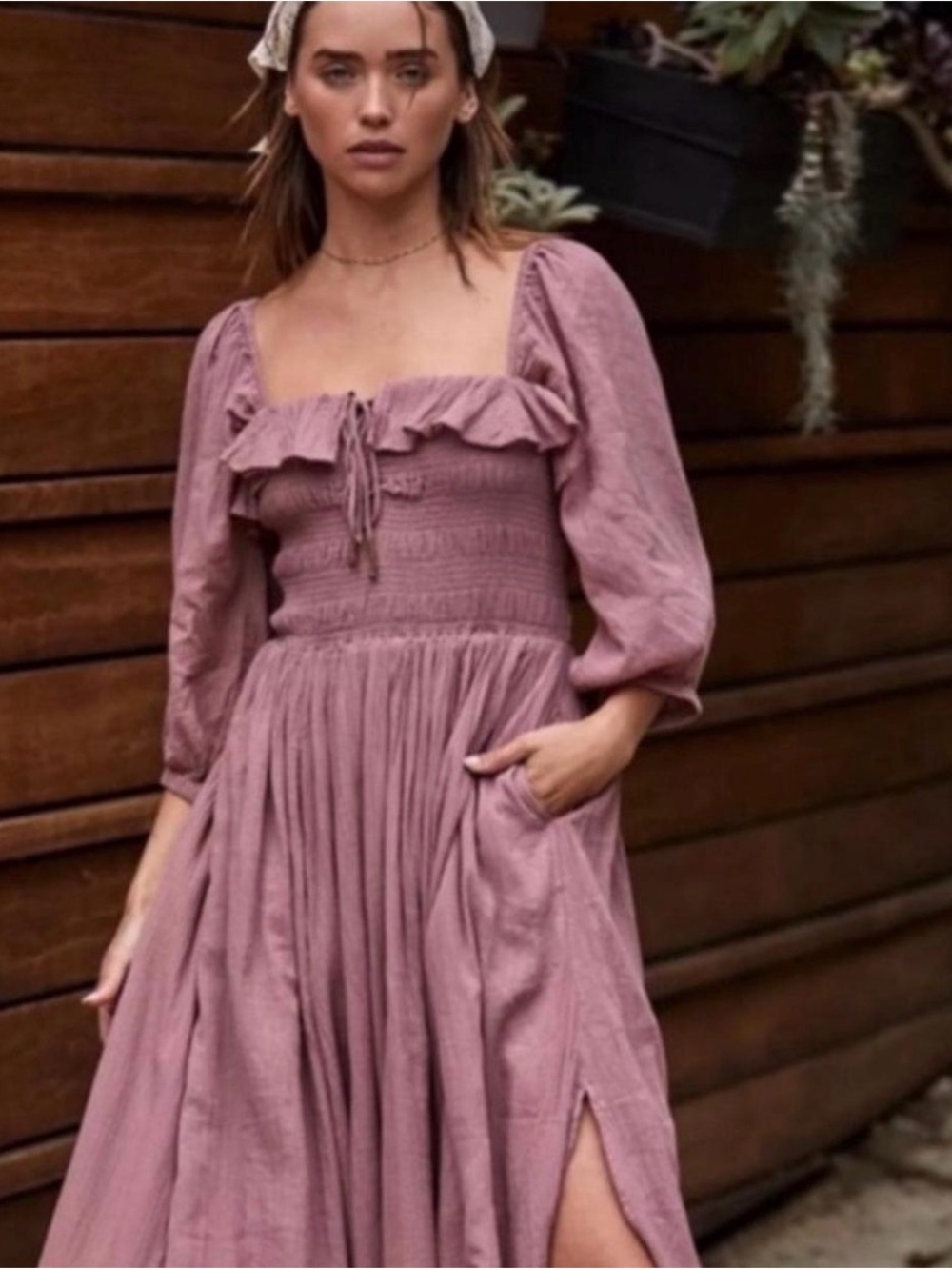 Free People Oasis Midi Dress in Mauve